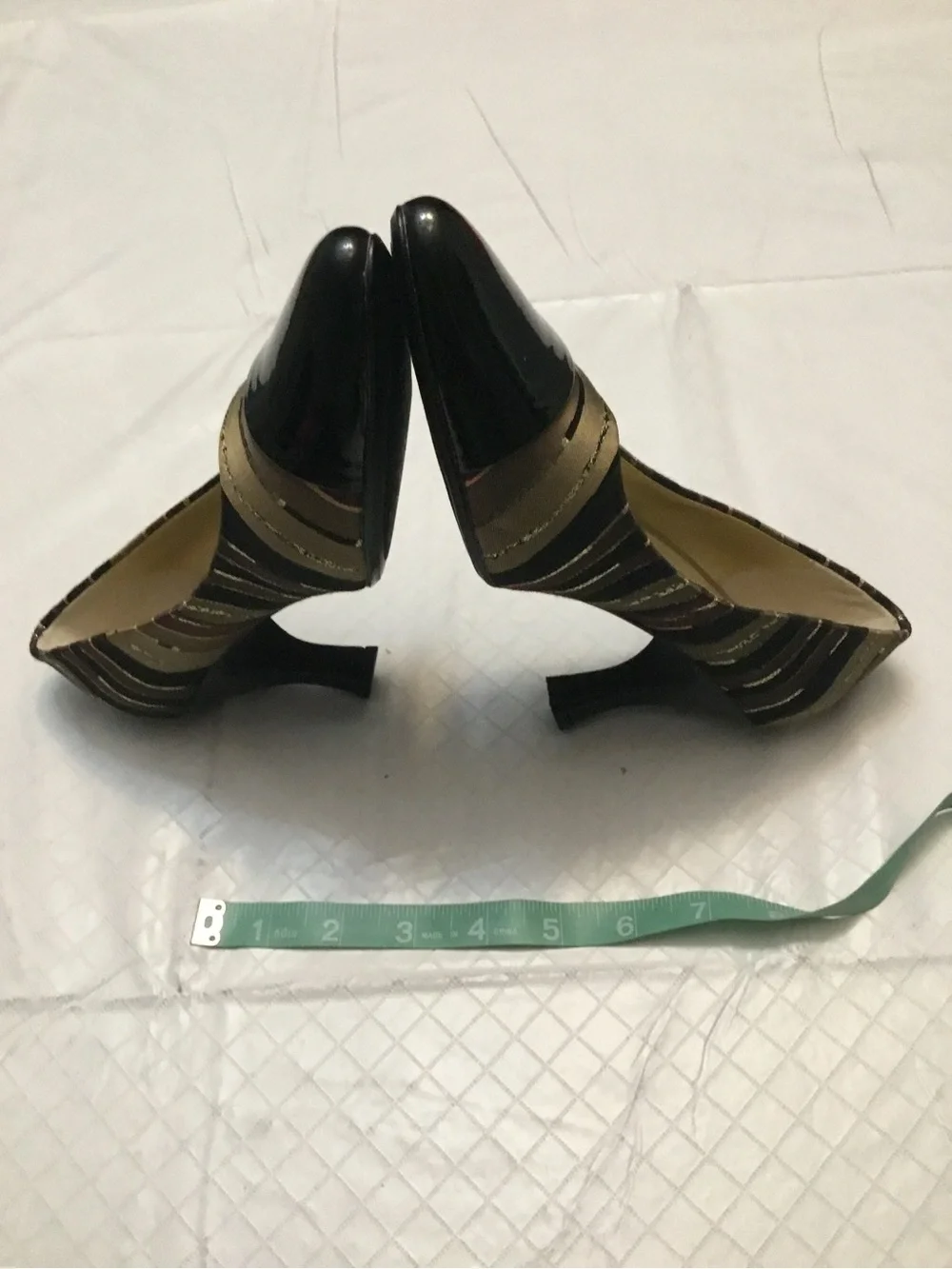 Proxy Black Brown Pointed Toe Pumps Gold Insole Size 6.5